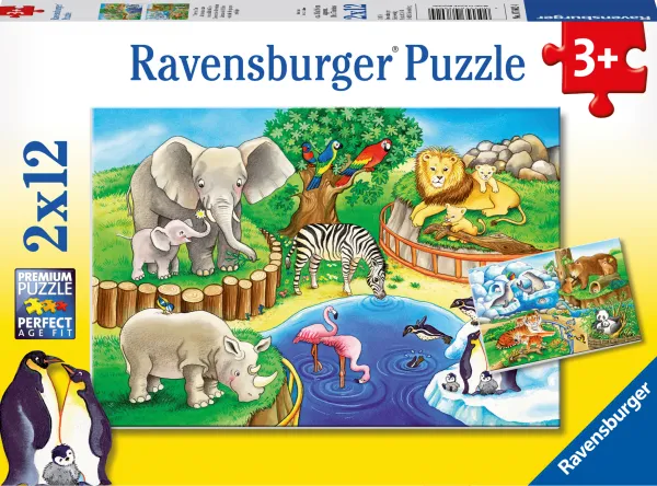 Ravensburger 2 Puzzles - Animaux du Zoo*Enfant Animaux Sauvages|Dès 3 Ans : 11 À 20 Pièces