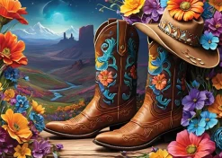 Bluebird Puzzle 2 Puzzles - Cowgirl and Boots - Far West Collection*Femme Hommes Et Femmes|Montagnes