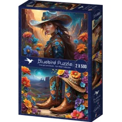 Bluebird Puzzle 2 Puzzles - Cowgirl and Boots - Far West Collection*Femme Hommes Et Femmes|Montagnes