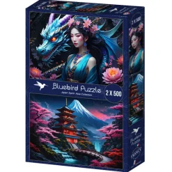 Bluebird Puzzle 2 Puzzles - Japan Spirit - Asia Collection*Femme Dragons|Hommes Et Femmes
