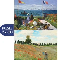 Grafika 2 Puzzles - L'Art de Monet : Terrasse à Sainte-Adresse, 1867 - Coquelicot, 1873* Art|De 500 À 999 Pièces