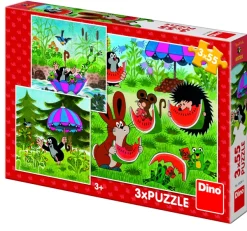 Dino 3 Puzzles - Petite Taupe et le Parapluie*Enfant Puzzles Pour Enfants|Dès 6 Ans : 50 À 100 Pièces