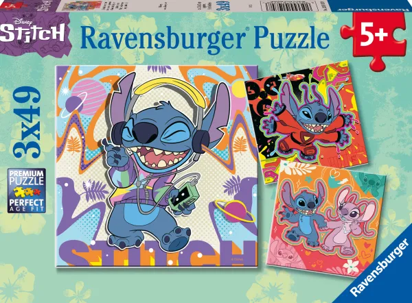 Ravensburger 3 Puzzles - Play Disney Stitch*Enfant Puzzles Pour Enfants|Dès 5 Ans : 31 À 49 Pièces