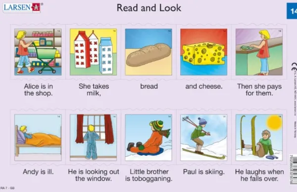 Larsen 2 Puzzles Cadres - Apprendre l'Anglais : Read and Look 13-14 (en Anglais)*Enfant Cadre|À Partir De 9 Ans