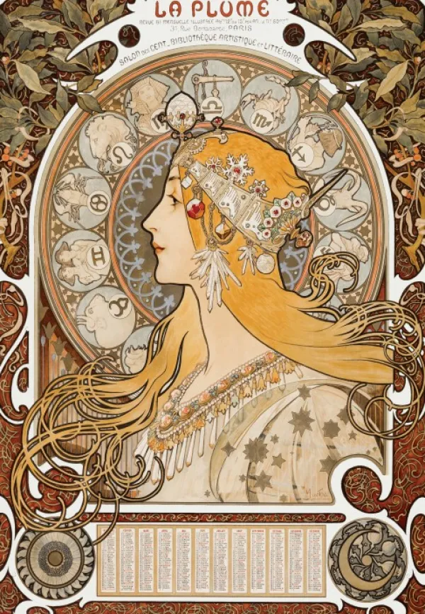 Grafika Alphonse Mucha - La Plume, 1896-97*Femme Hommes Et Femmes|Affiches De Cinéma, Publicité