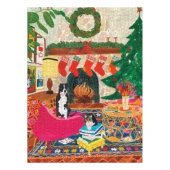 Galison Amis au Coin du Feu - Puzzle de 1000 Pièces dans une Boîte Carrée* Déco Et Objets|De 1 000 Pièces