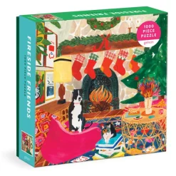 Galison Amis au Coin du Feu - Puzzle de 1000 Pièces dans une Boîte Carrée* Déco Et Objets|De 1 000 Pièces