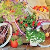 Magnolia Bicycle with Flowers* Déco Et Objets|Forêts, Fleurs Et Jardins