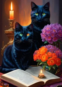 Alipson Puzzle Black Cats* Chats|Forêts, Fleurs Et Jardins