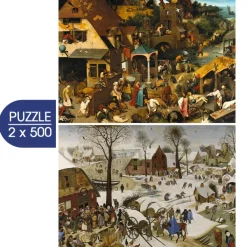 Grafika Brueghel Pieter - 2 Puzzles - L'Art de Pieter Brueghel : Proverbes Flamands - Le Dénombrement de Bethléem* Art|De 500 À 999 Pièces