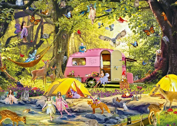 Alipson Puzzle Camping des Fées avec des Amis de la Forêt*Femme Puzzles Pour Enfants|Oiseaux