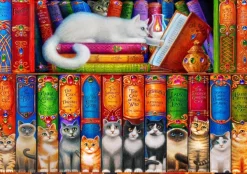 Bluebird Puzzle Cat Bookshelf*Femme Chats|Humour, Satire Et Wasgij