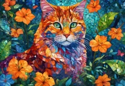 Alipson Puzzle Chat Mosaïque* Chats|Forêts, Fleurs Et Jardins