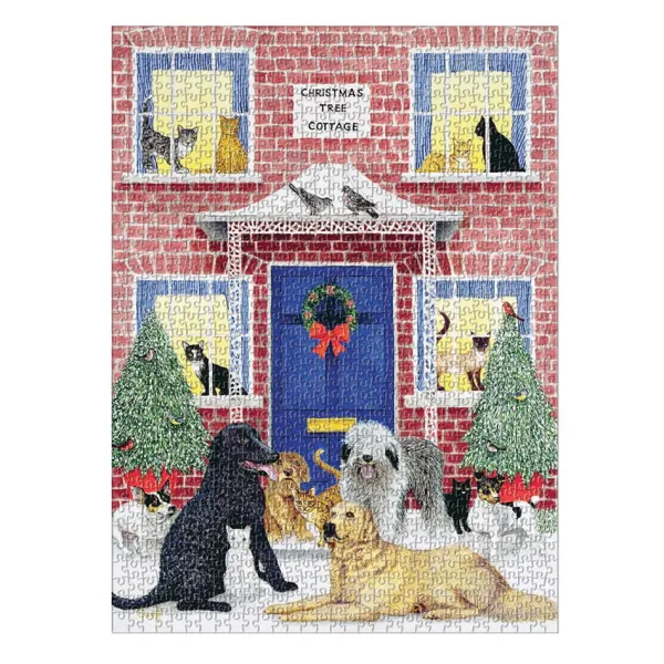 Galison Cottage de Noël - Puzzle Boîte Carré de 1000 pièces* Chiens|Cottages Et Châlets