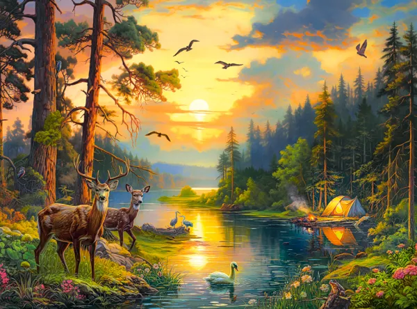 Castorland Coucher de Soleil sur la Rivière de la Forêt* De 3 000 Pièces|De 3 000 Pièces