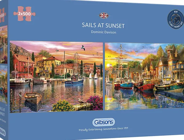 Gibsons Dominic Davison - 2 Puzzles - Sails at Sunset* Bateaux|Ports