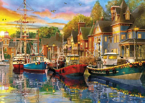 Gibsons Dominic Davison - 2 Puzzles - Sails at Sunset* Bateaux|Ports