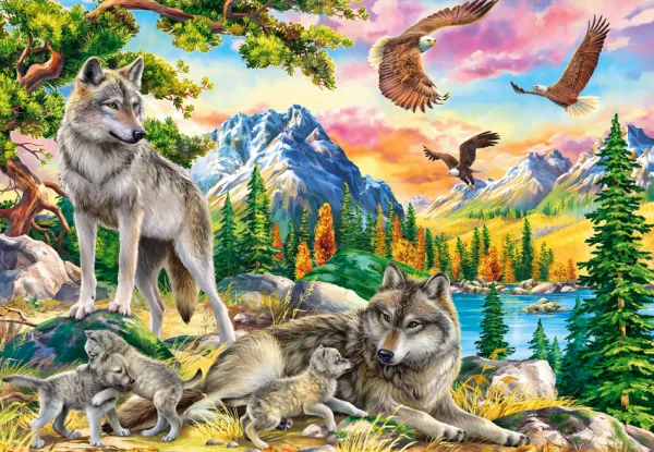 Castorland Famille de loups et Aigles* Oiseaux|Loups