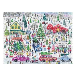 Galison Ferme d'Arbres de Noël - Puzzle Étincellant de 1000 Pièces*Femme Noël|Neige