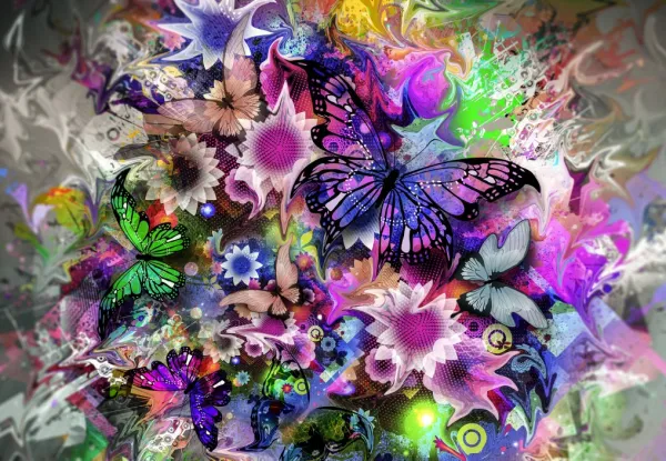 Grafika Fleurs et Papillons* Forêts, Fleurs Et Jardins|De 1 000 Pièces