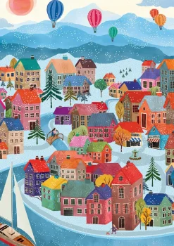 Pieces & Peace Heln.illustration - Village d'Hiver* Avions Et Objets Volants|Montagnes