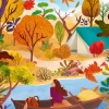 Pieces & Peace Heln.illustration - Couleurs d'Automne* Bateaux|Forêts, Fleurs Et Jardins
