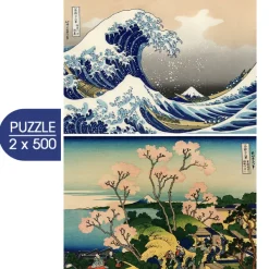 Grafika Hokusai - 2 Puzzles - L'Art d'Hokusai : La Grande Vague de Kanagawa - Shinagawa sur Le Tokaido* Art|De 500 À 999 Pièces