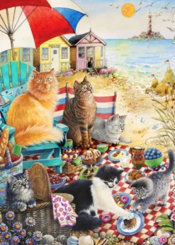 Alipson Puzzle IVORY CATS - Summer Picnic*Enfant Puzzles Pour Enfants|Chats