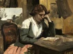 Grafika Jean-Baptiste-Camille Corot : Lecture de Jeune Fille, 1868* De 2 000 Pièces|De 2 000 Pièces
