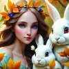 Alipson Puzzle Lady and Bunnies* Forêts, Fleurs Et Jardins|De 500 À 999 Pièces