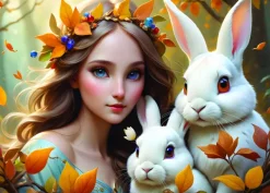 Alipson Puzzle Lady and Bunnies* Forêts, Fleurs Et Jardins|De 500 À 999 Pièces