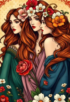 Alipson Puzzle Les Trois Muses aux Fleurs*Femme Hommes Et Femmes|Forêts, Fleurs Et Jardins
