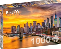 Enjoy Puzzle L'horizon de la Ville de New York au Crépuscule* Soleil, Lune|États-Unis Et Canada