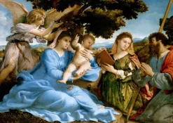 Enjoy Puzzle Lorenzo Lotto - Madonna and Child with Saints Catherine and Thomas*Femme Hommes Et Femmes