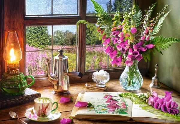 Castorland Nature Morte avec Mufliers Violets* Rétros Et Nostalgie|Forêts, Fleurs Et Jardins