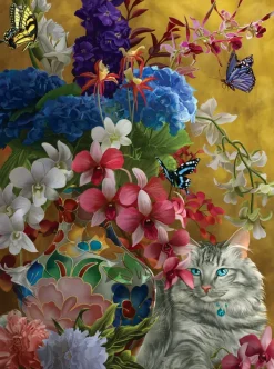 SunsOut Nene Thomas - Nene Thomas - Gilded Cats and Flowers* Chats|Forêts, Fleurs Et Jardins