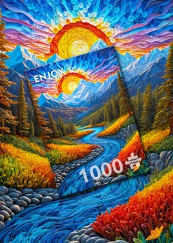 Enjoy Puzzle Paysage de l'Aube* Soleil, Lune|Montagnes