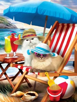 SunsOut Pièces XXL - Beach Cats*Femme/Enfant Chats|Humour, Satire Et Wasgij