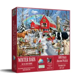 SunsOut Pièces XXL - Grange d'Hiver*Femme/Enfant Animaux De La Ferme|Noël