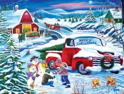 SunsOut Pièces XXL - Jour de Neige à la Ferme*Femme/Enfant Voitures, Motos Et Camions|Noël