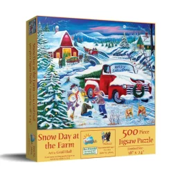 SunsOut Pièces XXL - Jour de Neige à la Ferme*Femme/Enfant Voitures, Motos Et Camions|Noël