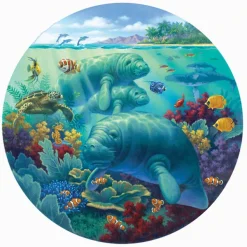SunsOut Pièces XXL - Manatee Beach*Enfant Rond|Animaux Marins