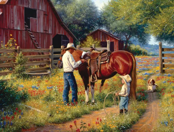 SunsOut Pièces XXL - Mark Keathley - Learning the Ropes* Chevaux|Rétros Et Nostalgie