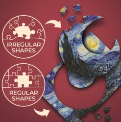 Trefl Pièces XXL - Puzzle Bois - La Nuit Étoilée - Vincent Van Gogh*Enfant Puzzles Enfants|À Partir De 9 Ans