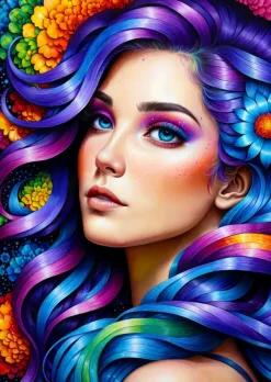 Enjoy Puzzle Portrait d'une Femme Arc-en-Ciel*Femme Hommes Et Femmes|De 1 000 Pièces