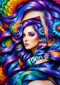 Enjoy Puzzle Portrait d'une Femme Arc-en-Ciel*Femme Hommes Et Femmes|De 1 000 Pièces
