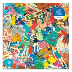 Galison Poupée en Papier Vintage - Puzzle de 1000 pièces dans une Boîte Carrée* Rétros Et Nostalgie|Collages