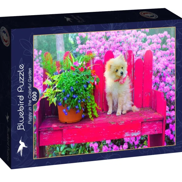 Bluebird Puzzle Puppy in the Colorful Garden* Chiens|Forêts, Fleurs Et Jardins