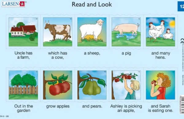 Larsen Puzzle Cadre - 2 Puzzles Cadres - Apprendre l'Anglais : Read and Look 11-12 (en Anglais)*Enfant Cadre|Puzzles Pour Enfants