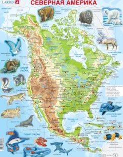 Larsen Puzzle CAdre - Amérique du Nord (en Russe)*Enfant Cadre|Puzzles Pour Enfants